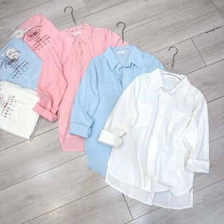 Áo Sơ Mi Nữ Trơn Vạt Thụng Basic Freesize Form Rộng