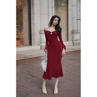 Đầm midi thun dáng đuôi cá nhún ngực sexy tôn body