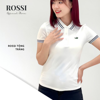 Áo Polo Nữ Tông Trắng Áo Thun Có Cổ Nữ ROSSI Ngắn Tay Chất Liệu Pique Măt chim thấm hút tốt, dáng công sở Xuân hè