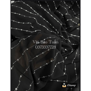 Vải xi phông phun nhũ sọc