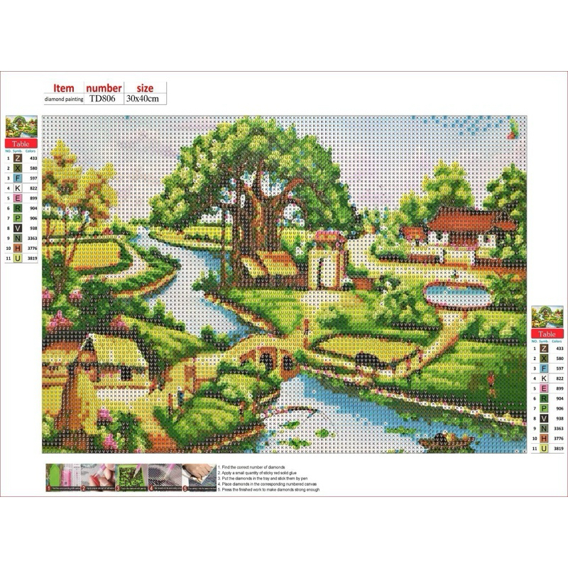 Tranh đá mini 30*40 cảnh đồng quê