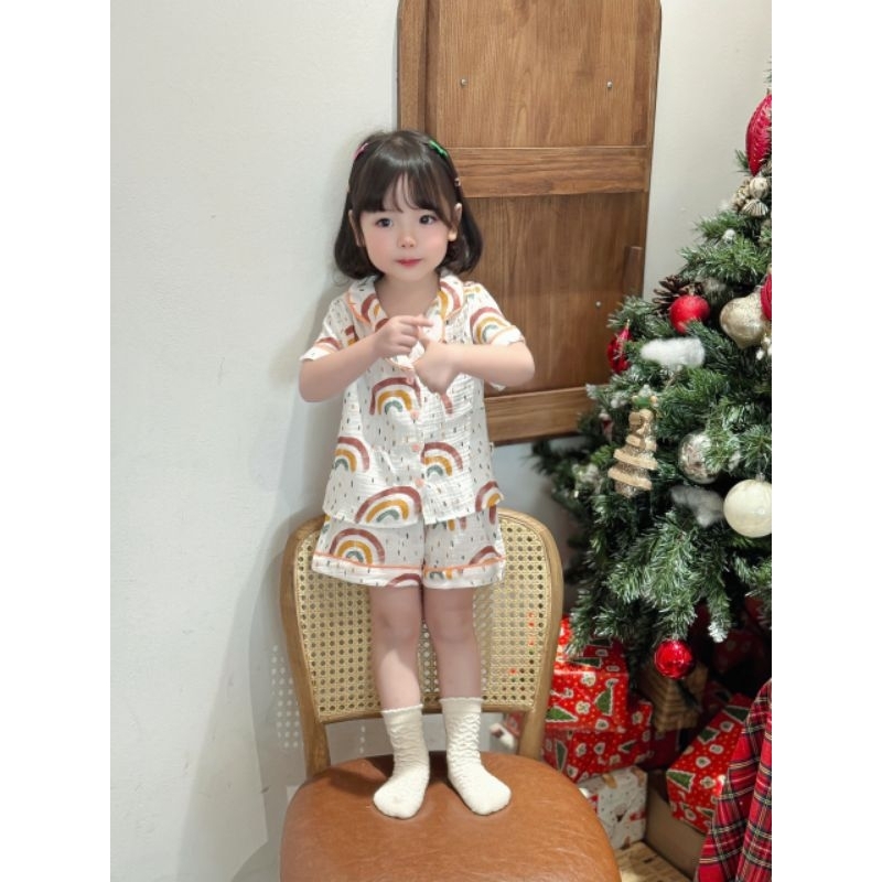 Bộ bé gái xô muslin