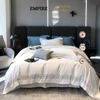 Bộ chăn ga gối nệm đệm 5 món tencel Mark Cross 160s bo chun drap giường EMPIRE cao cấp - Bình Châu Bedding & Decor