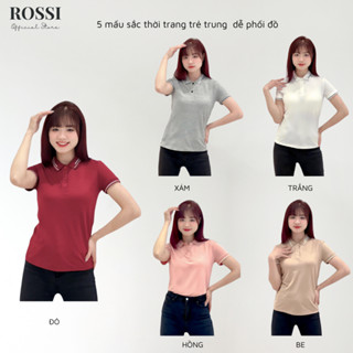 Áo Thun Polo Nữ Tông Xanh , Áo Thun Có Cổ Nữ ROSSI Ngắn Tay Chất Liệu Măt chim thấm hút tốt