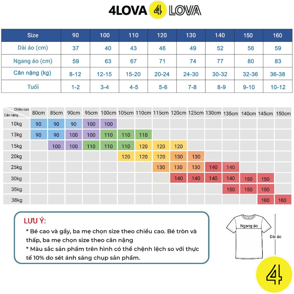 Áo thun cộc tay cho bé trai 4LOVA họa tiết hoạt hình từ 8 - 27 kg hàng chính hãng