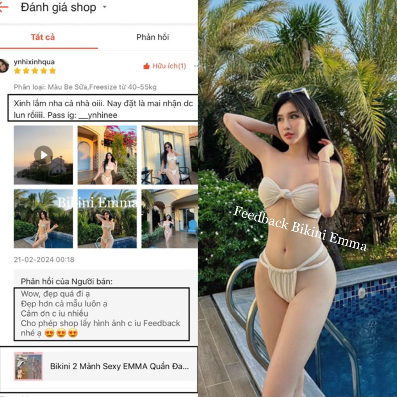 Bikini 2 Mảnh Sexy EMMA Quần Đan Dây Chuẩn Cao Cấp Loại 1 (Có mút đệm) | BigBuy360 - bigbuy360.vn