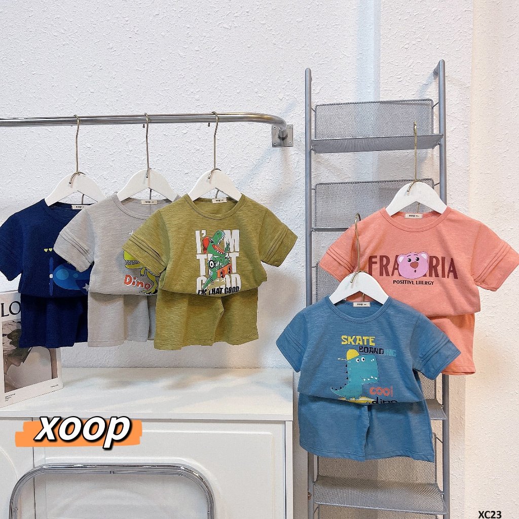 Bộ cộc tay XOOP cotton xược in động vật cho bé (10-25kg) XC23,Đồ bộ thời trang quần áo trẻ em mặc nhà Phúc Yến