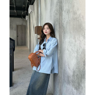 [Ảnh thật] Áo sơ mi tay dài basic chất thô mềm 2 túi ngực