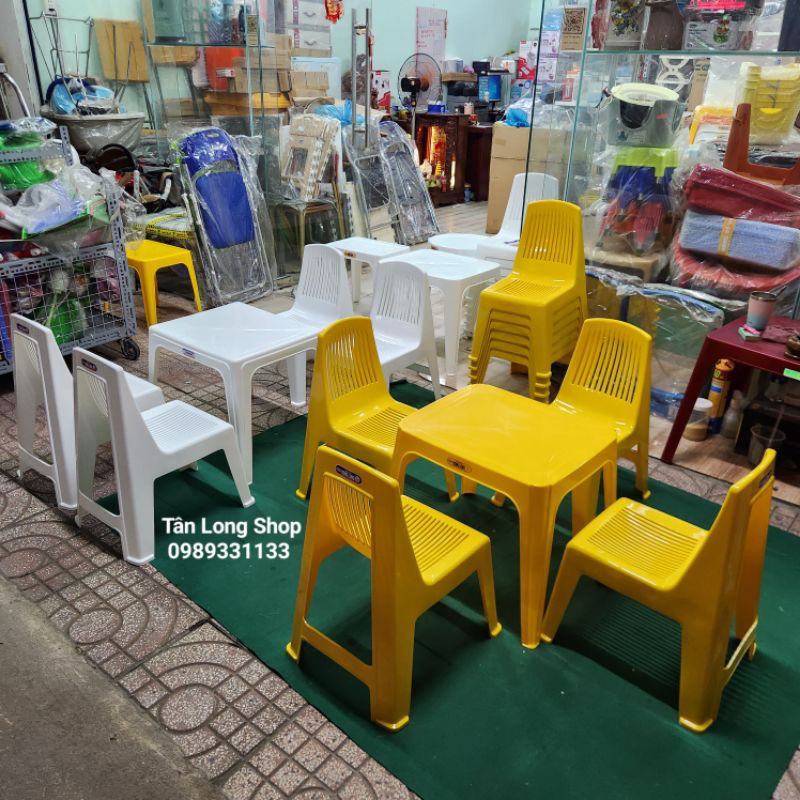 Bàn trà chanh, trà đá, cafe, bàn ngồi 2 người, bộ bàn ghế trà chanh nhựa tiện dụng | BigBuy360 - bigbuy360.vn