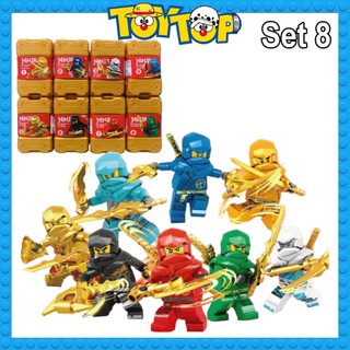  Đồ chơi lắp ráp mini set combo 8 nhân vật Ninjago suit Dragon Rising kèm hộp đựng và trang bị ninja xếp hình HR550 
