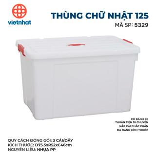   CÓ VAT  THÙNG NHỰA CÓ BÁNH XE VIỆT NHẬT Các Cỡ 90L 70x50x41  Thùng 125L  75x52x46cm  