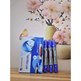  Bút lông dầu Thiên Long PM-07 2 đầu bút kích thước 0.8 mm và 6mm 3 màu mực xanh đỏ đen bám dính tốt trên nhiều bề mặt 
