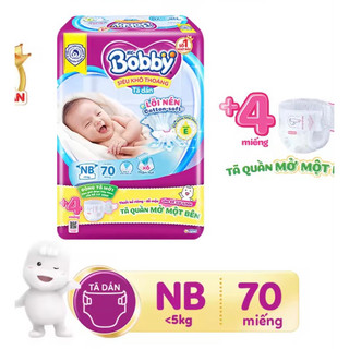 tã dán sơ sinh bobby XS70/NB70 tặng 4 miếng