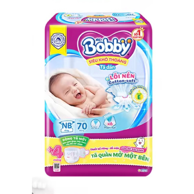 Tã Dán Sơ Sinh Bobby Siêu Thấm NB70+4 ( dưới 5kg )