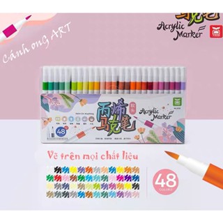   48 màu   Bộ bút Acrylic đầu bút nhọn tô vẽ được trên mọi vật liệu 