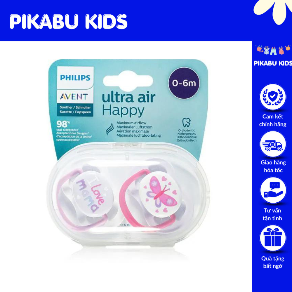 Set Ti Giả Avent Ultra Air Soft/doux Cho Bé 0-6 Tháng Và 6-18 Tháng Giúp Trấn An Tự Ngủ