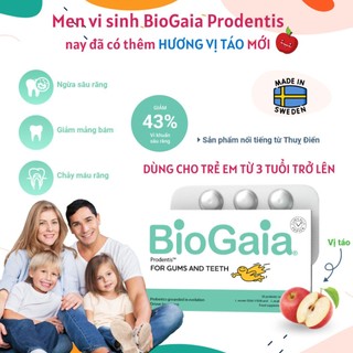 Viên ngậm men vi sinh nha khoa Biogaia Prodentis có vị Bạc hà và vị Táo mới