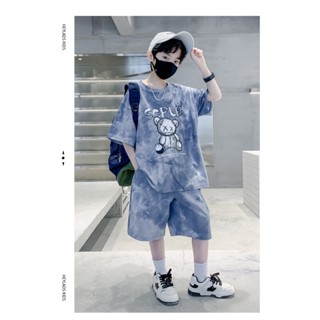 Set bộ quần áo bé trai 17-45kg, set đồ hè cho bé 4- 14 tuổi mẫu gấu xám loang , chất vải mềm mát.