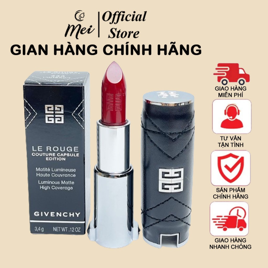 Son Givenchy Le Rouge Màu 333 Chất da L'interdit (FullBox)