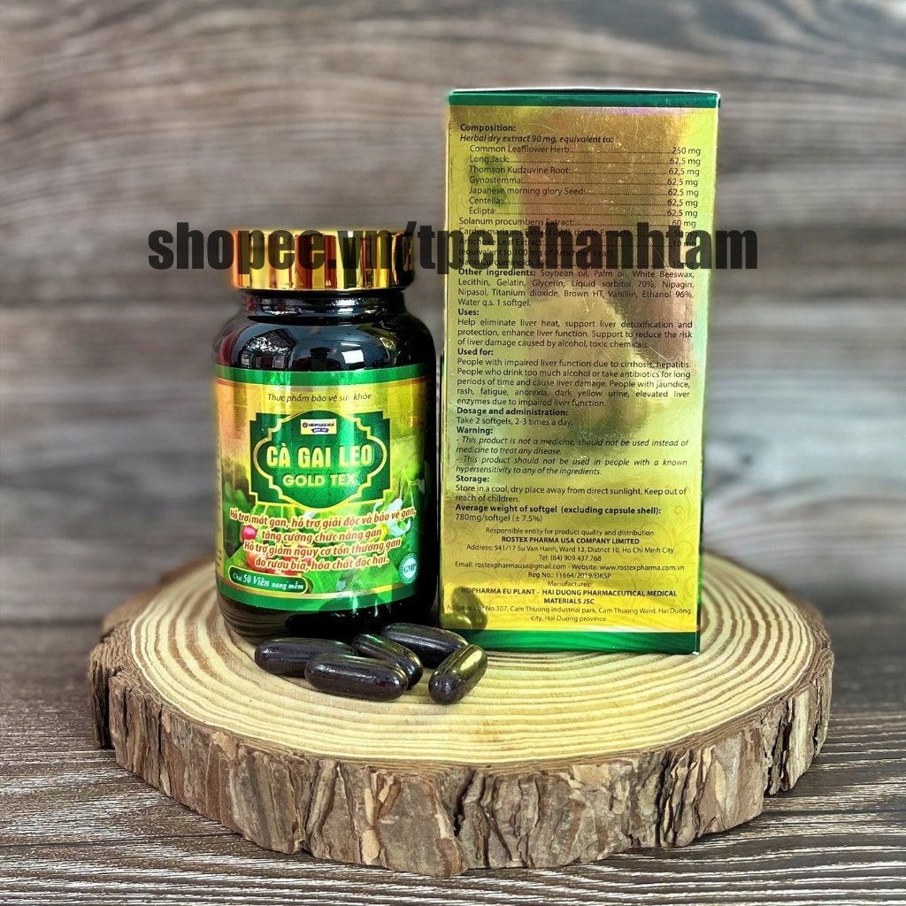 Bổ gan Cà Gai Leo GOLDTEX hỗ trợ giải độc gan,làm mát gan, hạ men gan, tăng cường chức năng gan - Hộp 50 viên