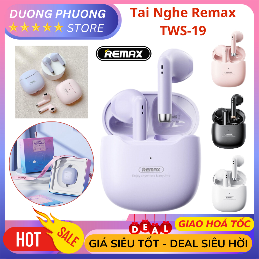Tai Nghe Bluetooth Remax TWS-19 Tai Nghe Nhét Tai Không Dây Có Mic Đàm Thoại Pin Cực Trâu Điều Khiển Cảm Ứng