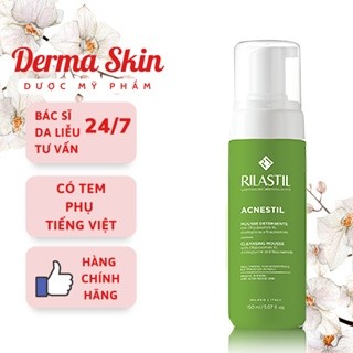Bọt rửa mặt làm sạch sâu, diệt khuẩn dành cho da mụn rilastil acnestil face cleansing mousse 165ml