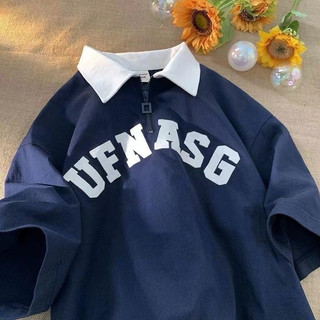 Áo thun polo nam nữ - Áo thun cổ bẻ kéo khoá form rộng unisex in chữ UFN