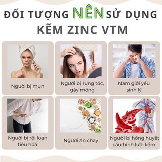 Viên uống VTM Kẽm ZinC bổ sung hỗ trợ tăng cường sức đề kháng, làm đẹp da