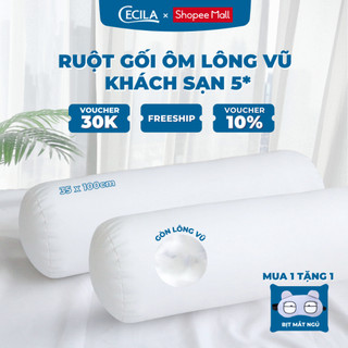 Ruột Gối Ôm CECILA Gòn Lông Vũ Mịn Cao Cấp 100cm x 35cm, Đàn Hồi, Đạt Tiêu Chuẩn Khách Sạn 5 Sao