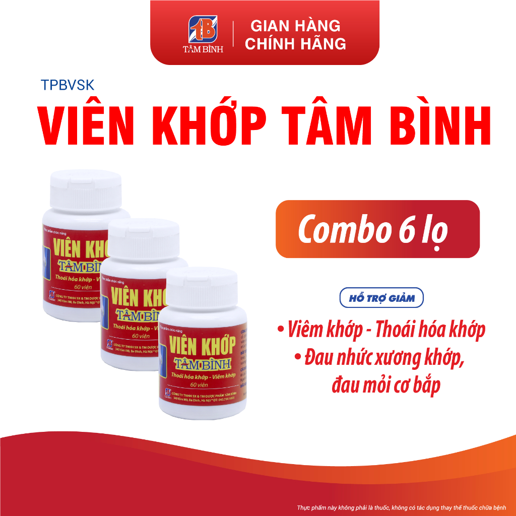 [Combo 6-9] hộp Viên khớp Tâm Bình, dành cho người bị thoái hóa khớp, đau nhức xương khớp, viêm khớp, đau mỏi vai gáy