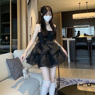 Đầm váy nữ hai dây xếp tầng dáng xòe babydoll sexy sang chảnh đi tiệc phong cách Hàn Quốc HHQC SP91