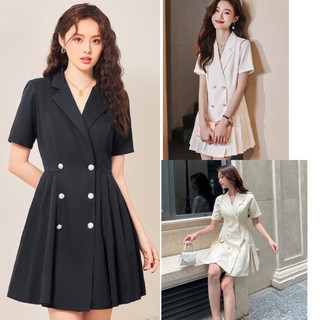 Váy vest xếp ly đi làm công sở form dáng ôm phù hợp dạo phố cafe sang chảnh, Váy vest xếp ly xoè thanh lịch