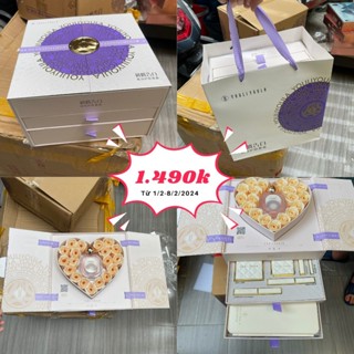   Sẵn - Hỏa tốc HCM  Bộ Trang Điểm Quà tặng 3 tầng YOULIYOULA đầy đủ 10 món kèm Hoa sáp Trái Tim + Gương LED cảm ứng 