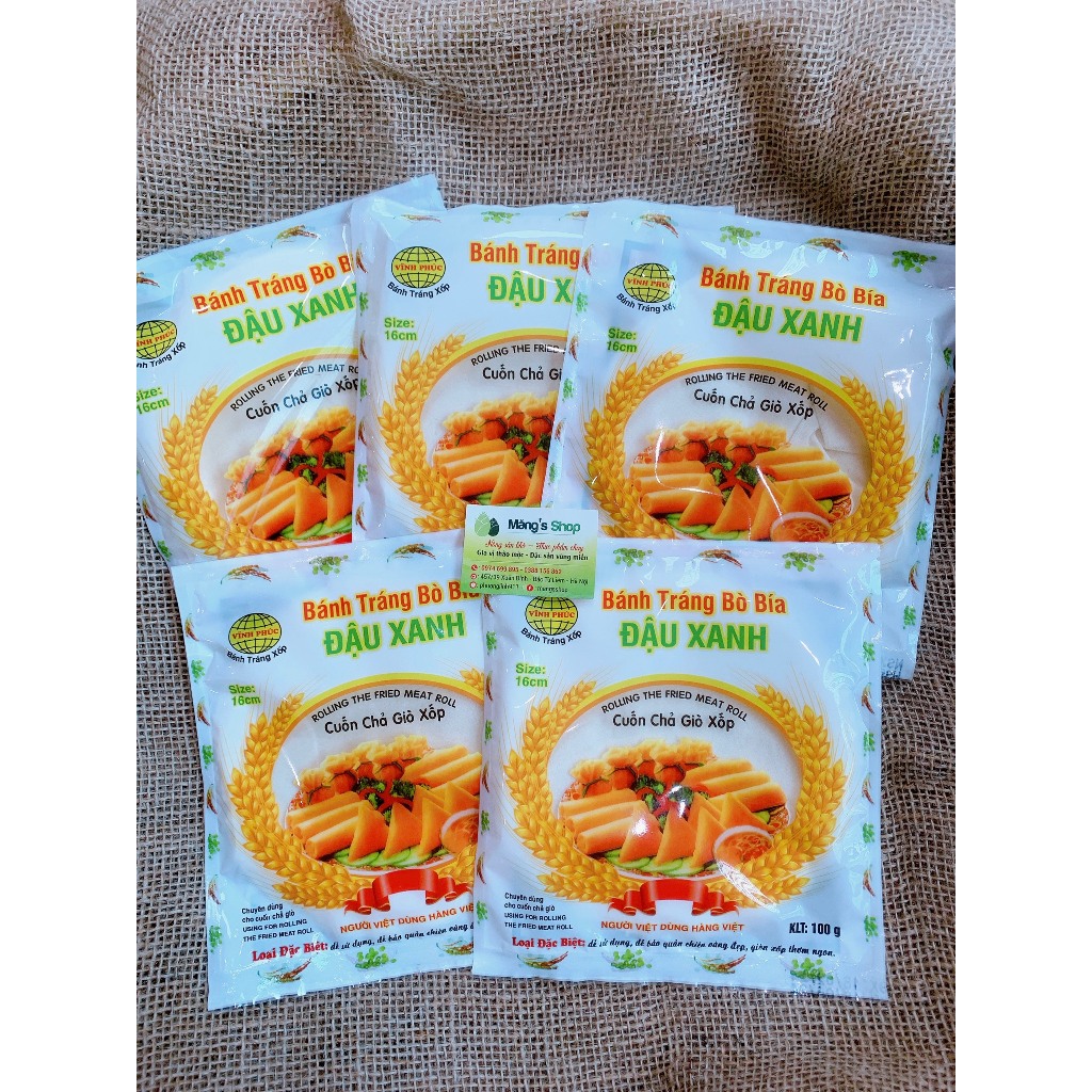 Bánh tráng bò bía đậu xanh combo 3 -5 gói
