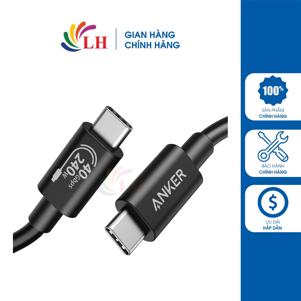 Cáp USB Type-C to Type-C Anker 515 Cable 1m A8487 - Hàng chính hãng
