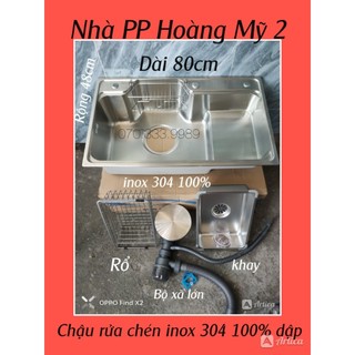 Chậu rửa chén bát inox sus 304 dày 3ly 1 học lớn kt8050
