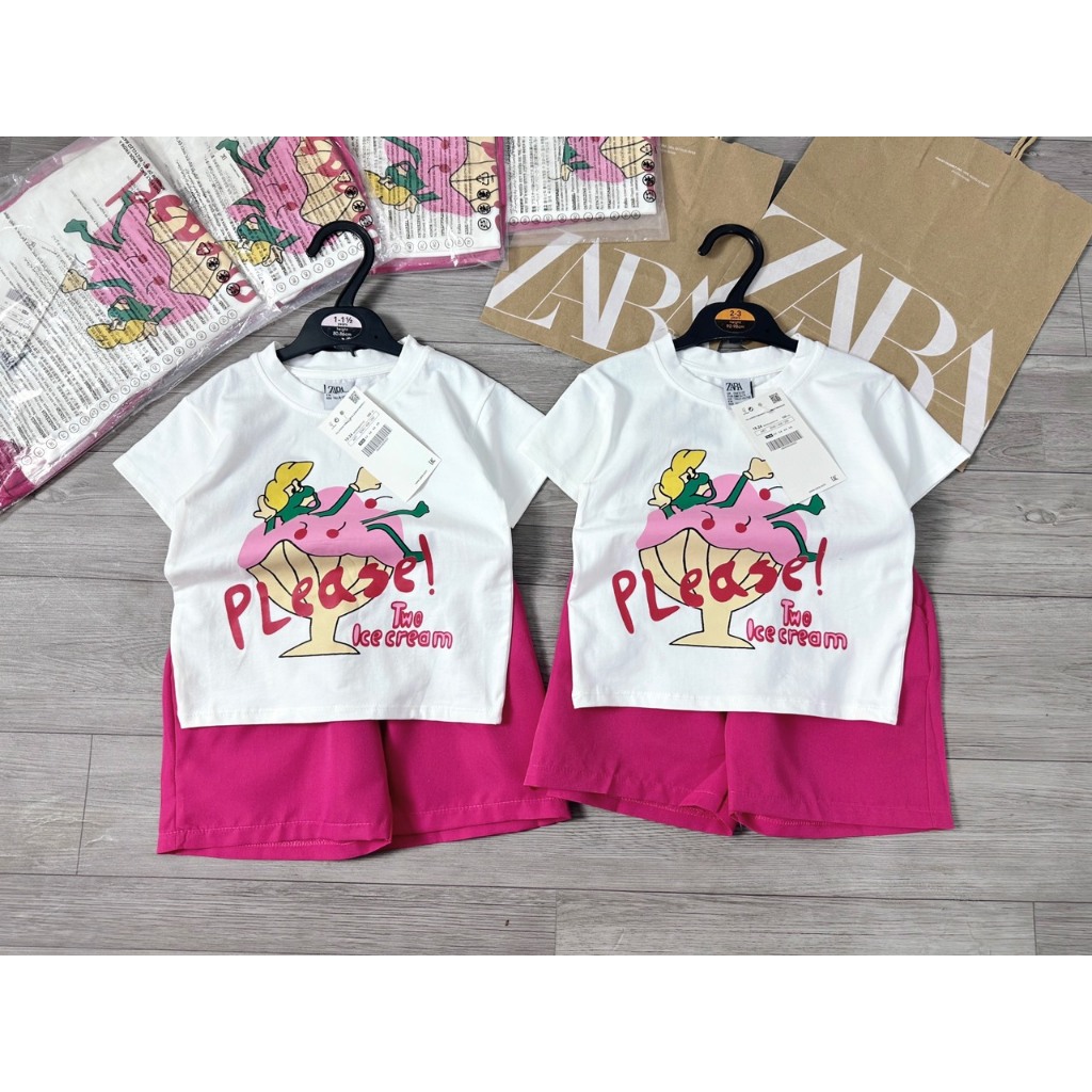 BỘ ÁO PULL ICECREAM QUẦN THÔ HỒNG BG