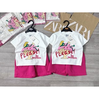Bộ áo pull icecream quần thô hồng bg