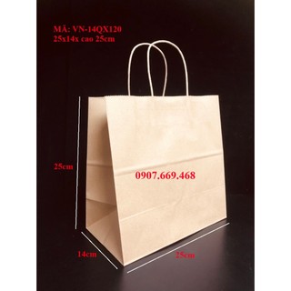 100 túi giấy kraft quai xách take away