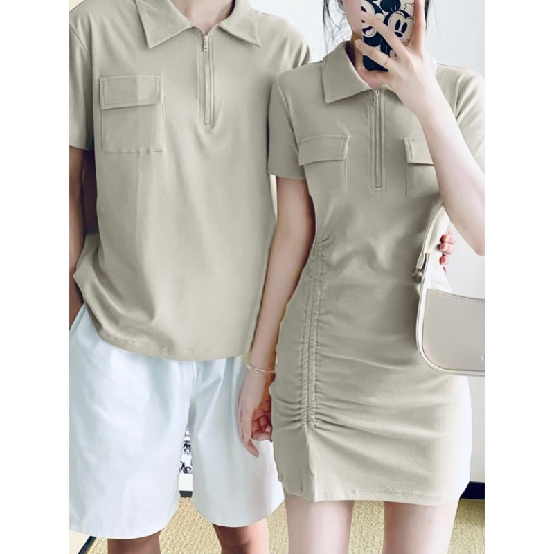 Set đồ đôi thun váy body túi sơmi trang trí dễ thương. Mẫu là hình thật-Có bigsize 😊