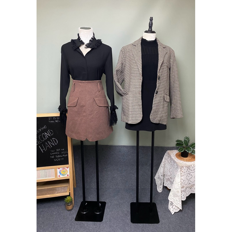 Chân váy 2hand/ Blazer dạ kẻ 2hand