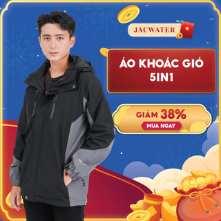 Áo khoác gió 5in1 chống nước lót phao lông vũ tháo rời JACWATER V5in1
