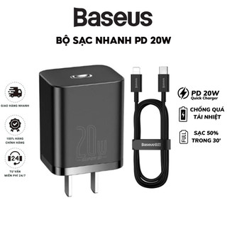 Bộ Sạc Baseus Super Si Sạc Nhanh 3A/PD 20W Cho Iphone - Cáp Type-C to IP