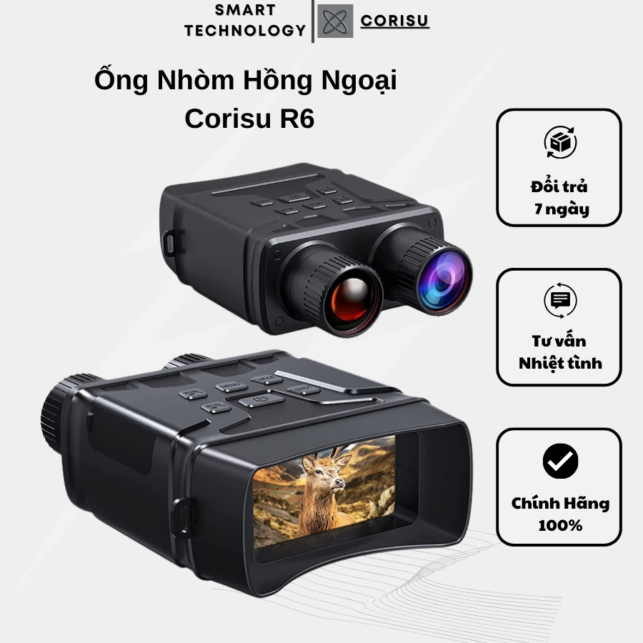 Ống Nhòm Hồng Ngoại  Corisu R6 - Quan Sát Ban Đêm, Màn Hình Full HD Zoom 5X Kỹ Thuật Số, Có Thẻ Nhớ Lưu Trữ Ảnh | BigBuy360 - bigbuy360.vn
