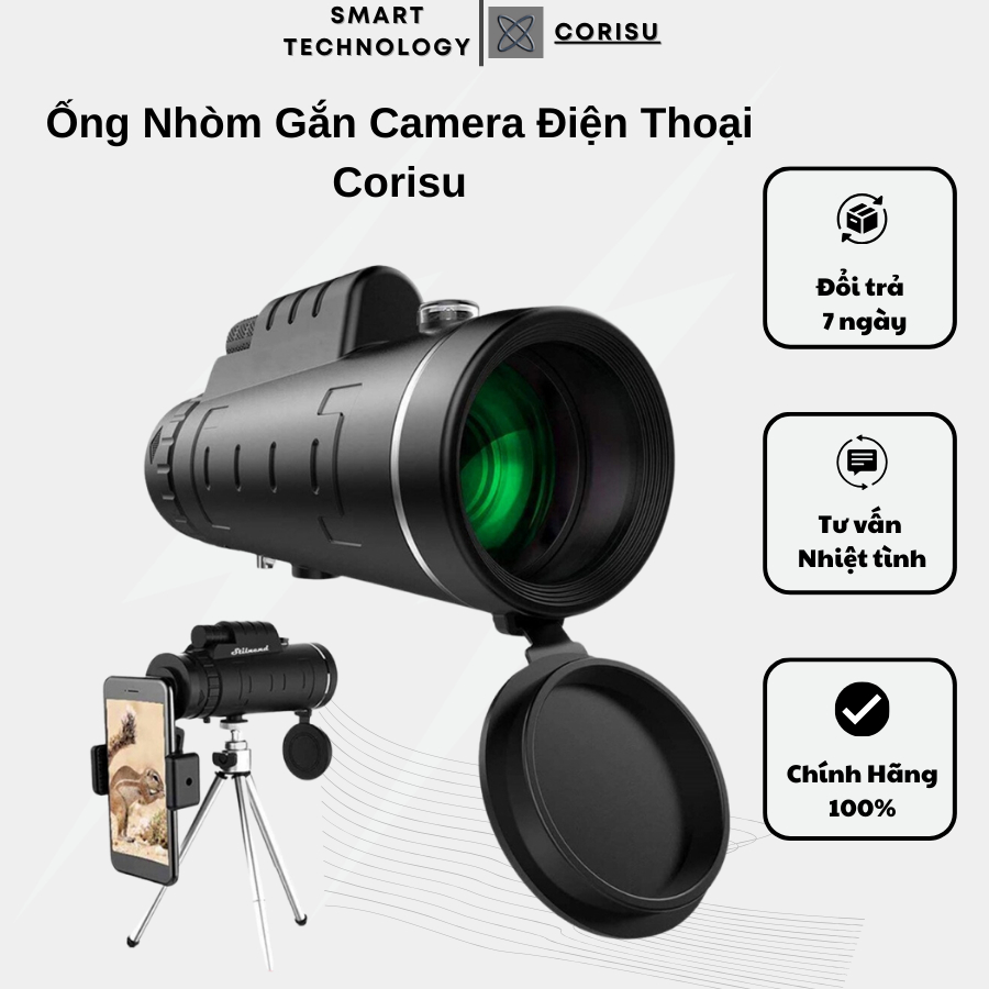 Ống Nhòm Gắn Camera Điện Thoại Corisu- Chụp Ảnh, Quay Phim Xa Rõ Nét | BigBuy360 - bigbuy360.vn