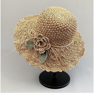 Set nón cói mềm mẹ và bé đính hoa lá
