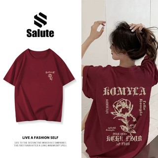 Áo thun Đỏ mận local brand unisex cao cấp basic tee fashion nữ Salute Đơn giản In Chữ Flower A2838