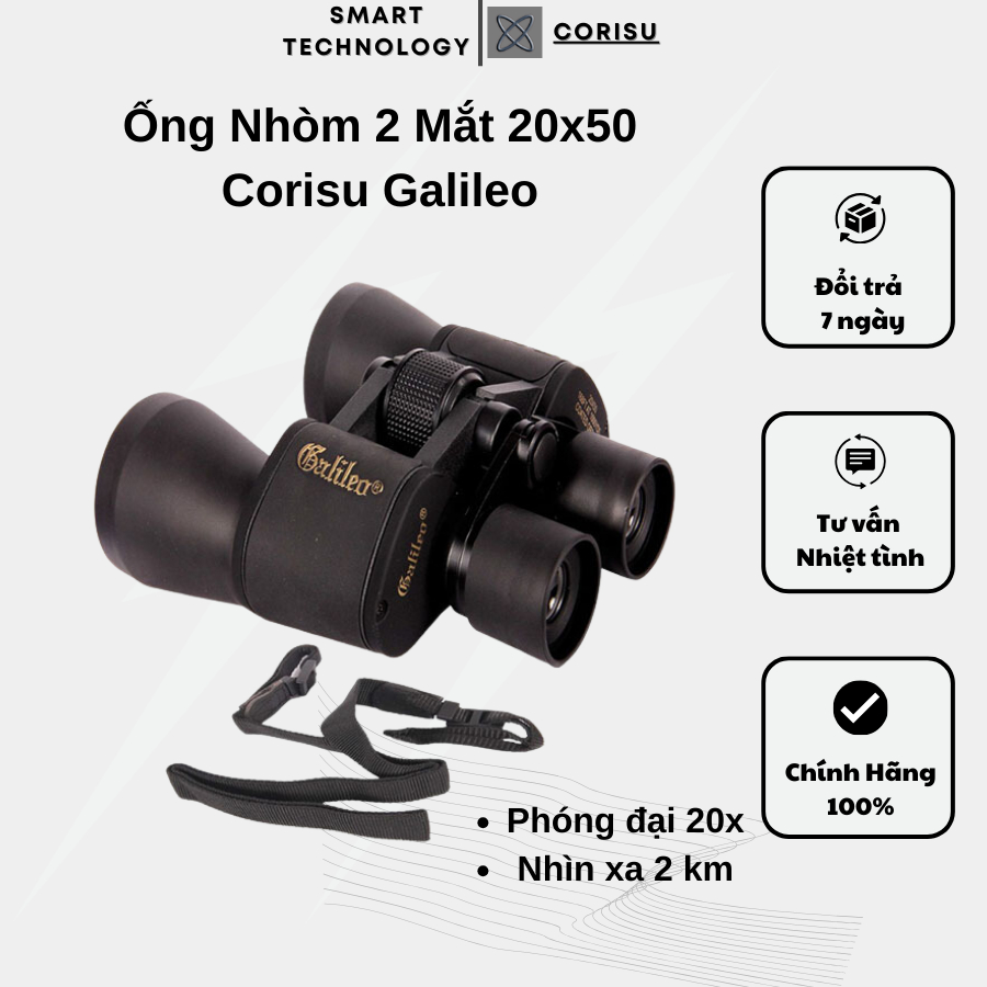 Ống Nhòm 2 Mắt 20x50 Corisu Galileo - Phóng Đại 20 Lần, Nhìn Xa 2 Km | BigBuy360 - bigbuy360.vn