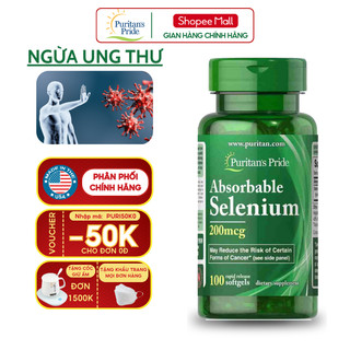 Ngừa ung thư, tăng đề kháng Puritan's Pride Absorbable Selenium 200 mcg 100 viên của Mỹ
