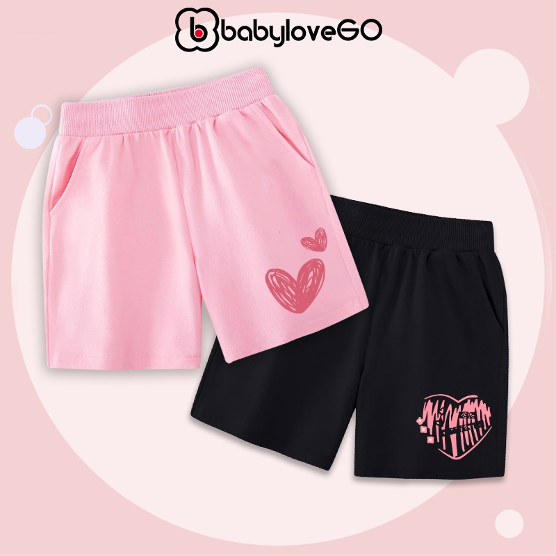 Quần đùi cho bé trai bé gái BabyloveGO mẫu mới 2026 quần short hè chất nỉ da cá dáng thể thao in hình độc đáo